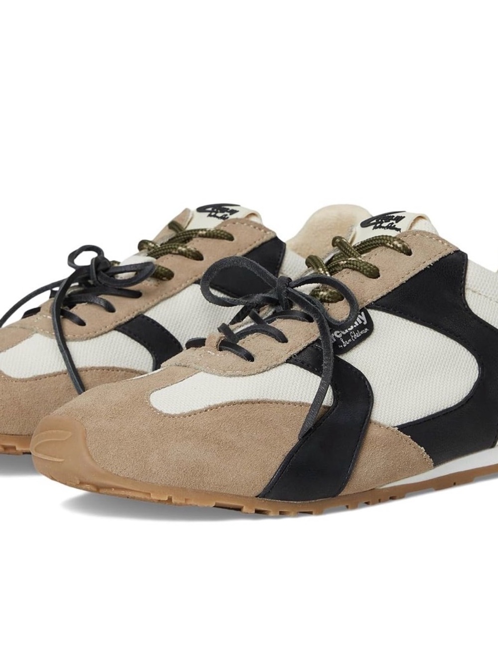 Sam Edelman Kids Beige Black & White Suede Mesh Sneakers